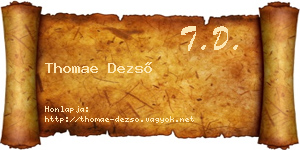 Thomae Dezső névjegykártya